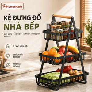 Kệ Đựng Hoa Quả 2 Tầng 3 Tầng HomeMate, Giỏ Đựng Trái Cây Để Bàn Kệ Nhà Bếp Đa Năng Thép Sơn Tĩnh Điện