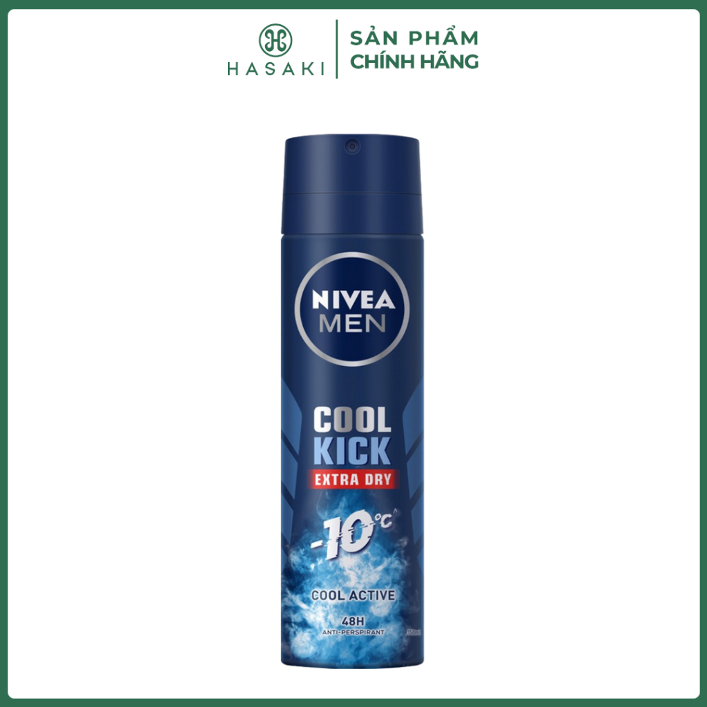 Xịt khử mùi mát lạnh cho nam Nivea Men Cool Kick (150ml) khử mùi hiệu quả 48h