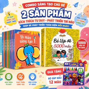 COMBO Bộ 8 Cuốn Tô Màu Sáng Tạo & Cuốn Bé Tập Vẽ 5000 Mẫu