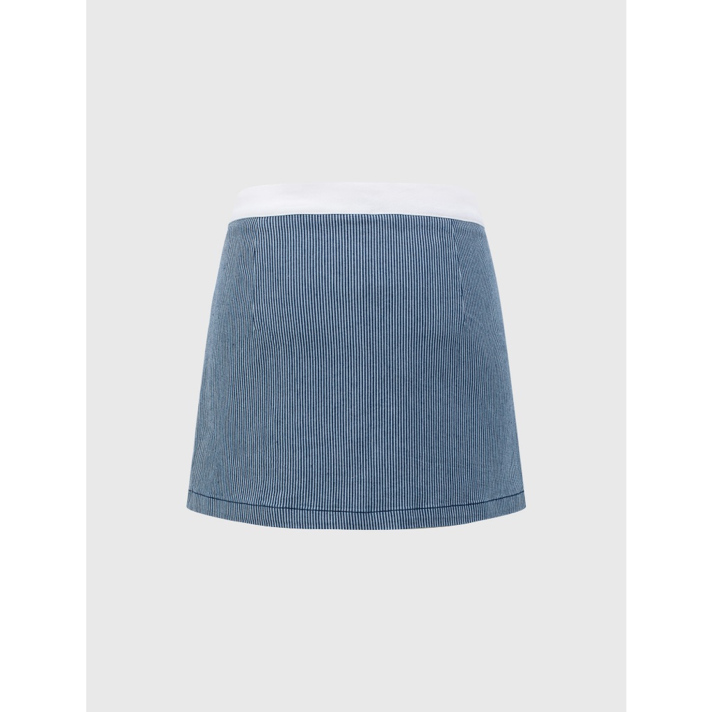 Chân váy nữ CANIFA dáng A ngắn công sở có lớp lót chất liệu cotton phối denim 6KS26S003