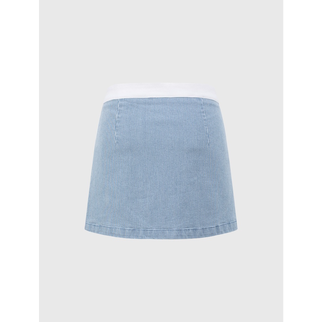 Chân váy nữ CANIFA dáng A ngắn công sở có lớp lót chất liệu cotton phối denim 6KS26S003