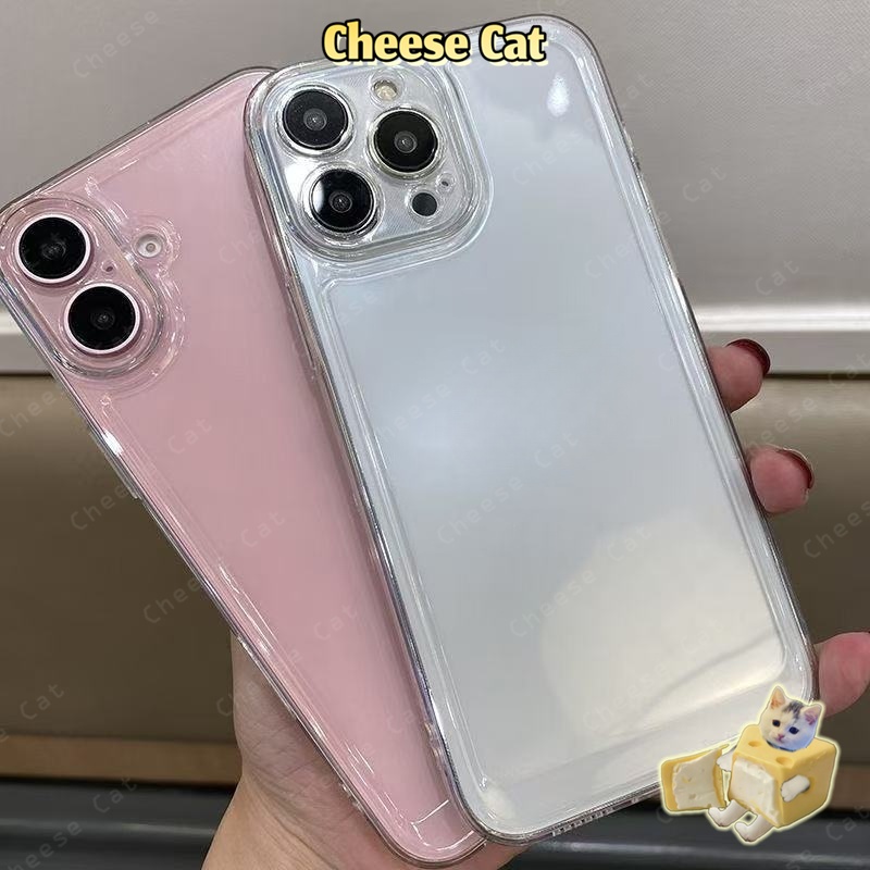 Ốp lưng TPU trong suốt cho iPhone 13 12 11 14 15 16 17 Pro Max 17 Air 7 8 Plus SE XR Xs Max, bảo vệ ống kính điện thoại.