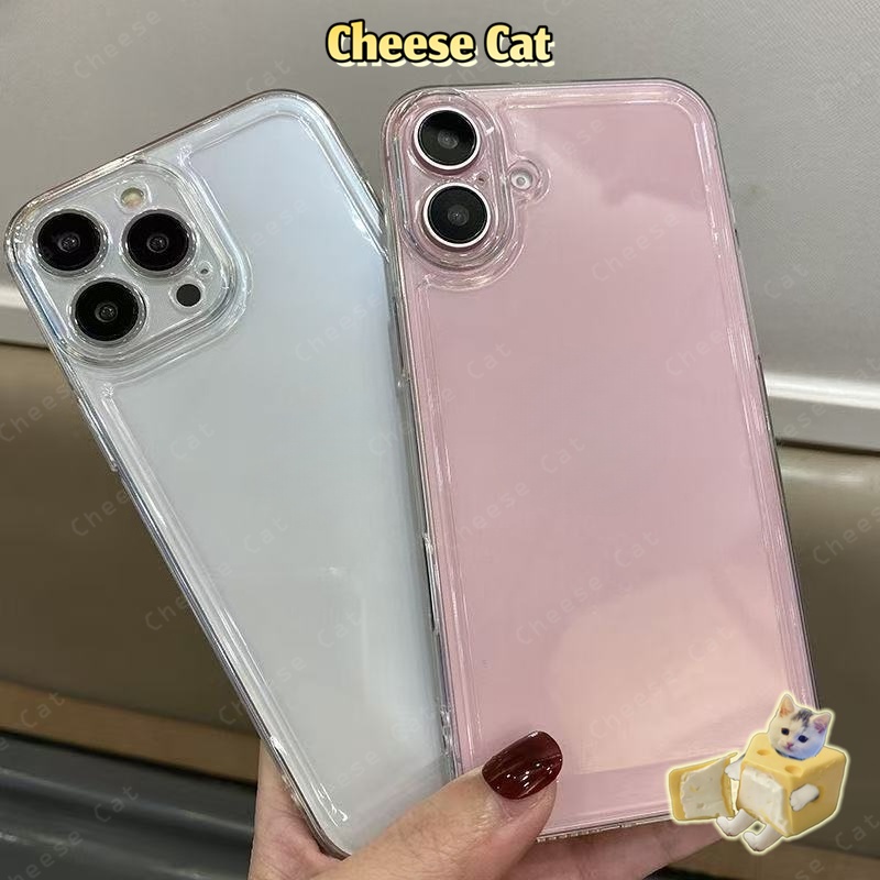 Ốp lưng TPU trong suốt cho iPhone 13 12 11 14 15 16 17 Pro Max 17 Air 7 8 Plus SE XR Xs Max, bảo vệ ống kính điện thoại.