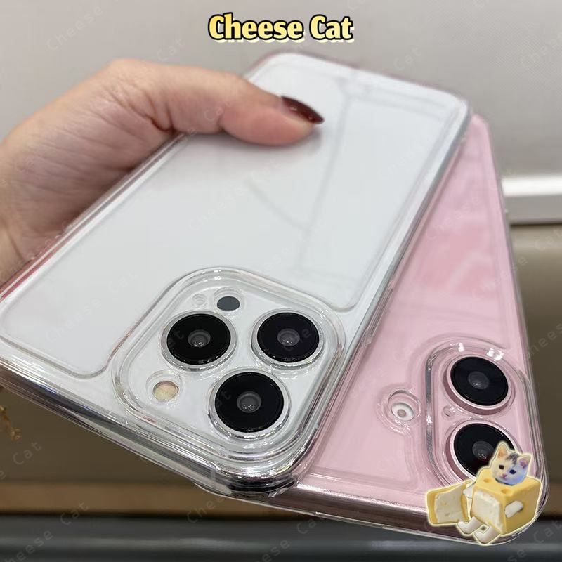 Ốp lưng TPU trong suốt cho iPhone 13 12 11 14 15 16 17 Pro Max 17 Air 7 8 Plus SE XR Xs Max, bảo vệ ống kính điện thoại.