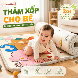 Thảm Xốp Tập Bò Cho Bé Dày 2CM Chống Trượt, Thảm Chơi Trẻ Em Êm Ái Chống Thấm An Toàn Cho Bé