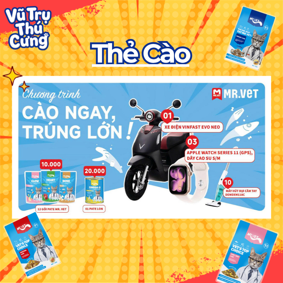 (Mua 1 Tặng 2) Thức Ăn Hạt Cho Mèo Mr.Vet 1kg Hạt Giàu Đạm, Hỗ Trợ Tiết Niệu Và Giúp Tiêu Búi Lông