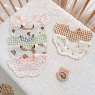 Yếm Xoay Vải Muslin Cao Cấp 4 Lớp Cúc Bấm Hoạ Tiết Siêu Dễ Thương, Thấm Hút Tốt Cho Bé