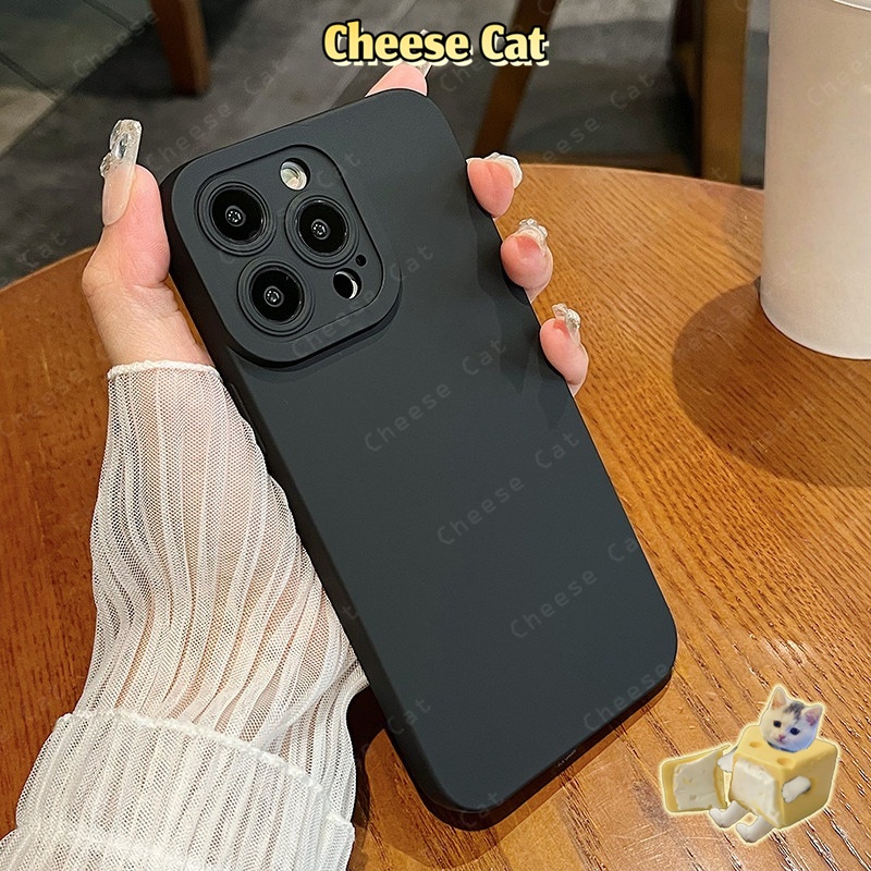 Ốp lưng silicon màu đen mờ và trắng cho iPhone 13 12 11 14 15 16 17 Pro Max 17 Air 7 8 Plus SE XR Xs Max