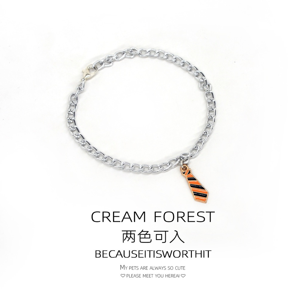 Dây Chuyền Cho Chó Mèo Charm Cà Vạt - Vòng Cổ Thú Cưng Thép Titan Cao Cấp Không Gỉ Cream Forest