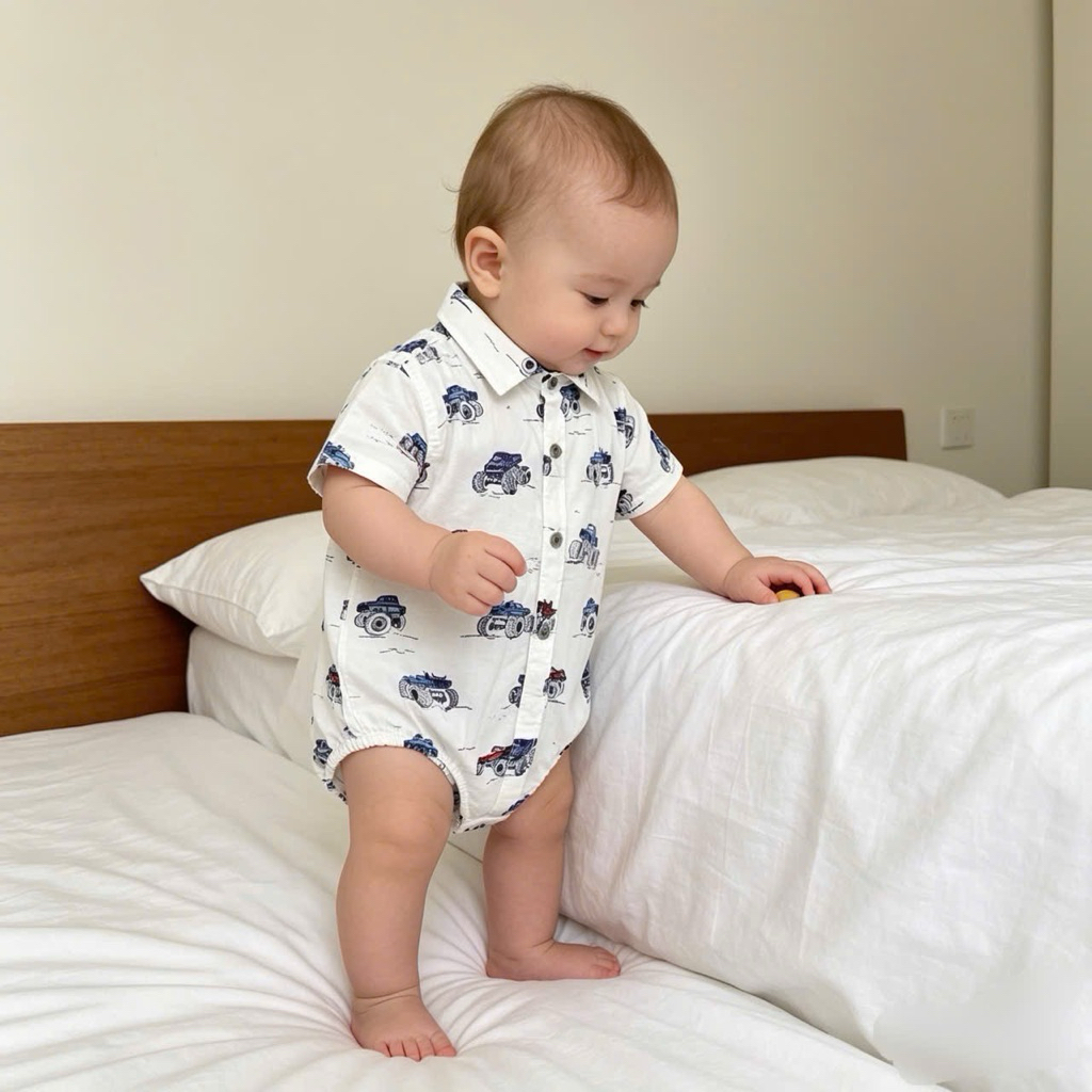 [Sale hàng lỗi] Body sơ mi bé trai sơ sinh C1592 xuất dư – hàng dư xịn mềm mịn, size 2–6kg (0–9M)