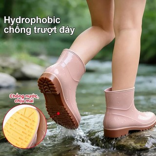 YOWXll Bốt Đi Mưa Nữ Chống Thấm - Giữ Ấm, Thời Trang,Chống trượt,Chống nước,Chống bẩn