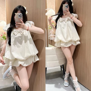 Áo Kiểu Cổ Rộng Dáng Bồng Phối Nơ Ngực Dilyshop - A149
