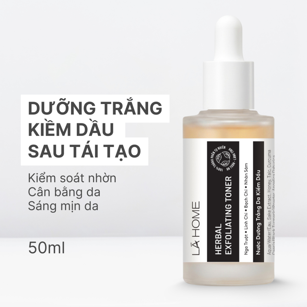 Nước Dưỡng Thảo Dược Trắng Da Kiềm Dầu - Herbal Exfoliating Toner Lá Home 50ml