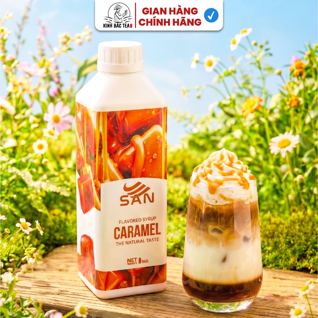 Syrup/siro Hạnh nhân (Almond) SAN, đậm đà, có chai chiết 100ml, tặng công thức, latte, trà sữa.