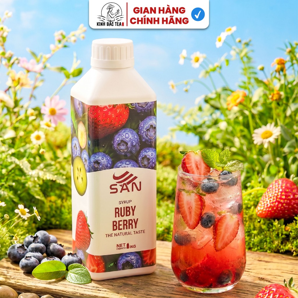 Syrup/siro BERRY QUẢ MỌNG SAN, có mẫu thử 100ml, tặng công thức pha chế, hương thơm, màu sắc nổi bật