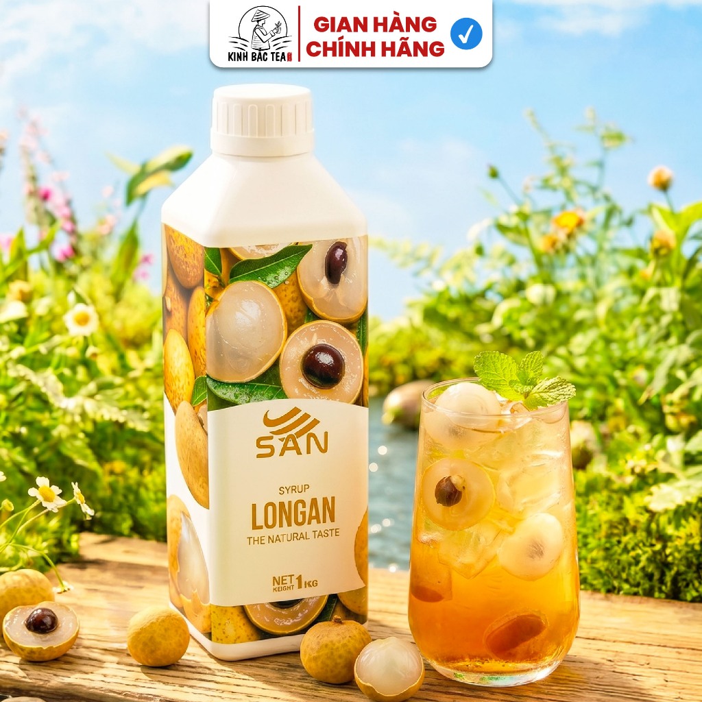 Syrup/siro LONG NHÃN SAN Chai 1Kg, có mẫu thử 100ml, tặng công thức pha chế, hương thơm