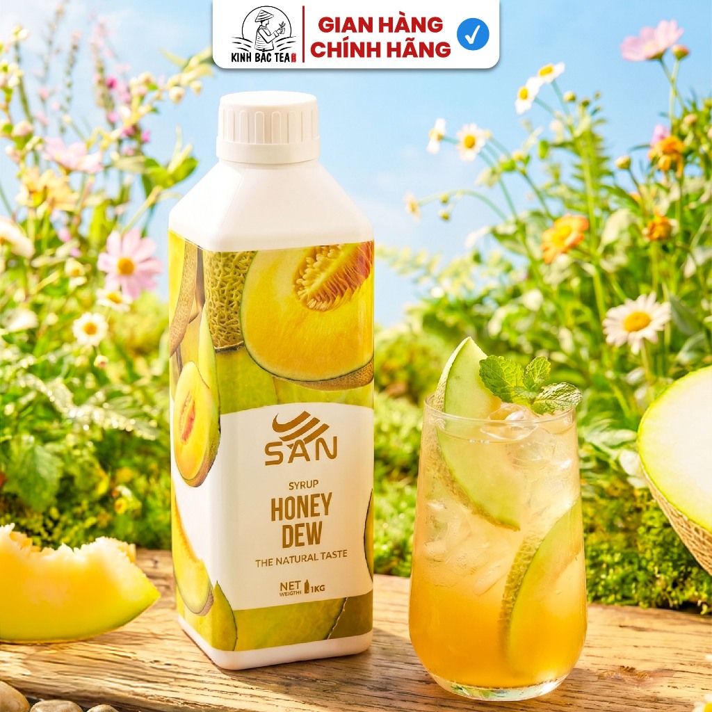 Syrup/siro DƯA LƯỚI XANH SAN, có mẫu thử 100ml, tặng công thức pha chế, hương thơm, màu sắc nổi bật