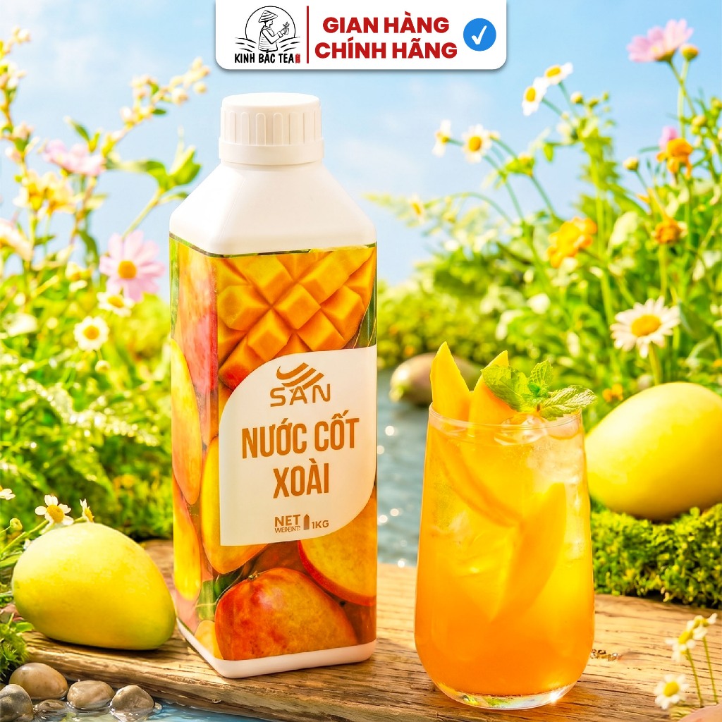 NƯỚC CỐT VẢI SAN Chai 1Kg, có mẫu thử 100ml, tặng công thức pha chế, hương thơm, trái cây tự nhiên