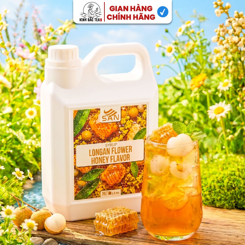 Syrup/siro Mật Ong Hoa Nhãn SAN, có mẫu thử 100ml, tặng công thức pha chế, hương thơm nổi bật