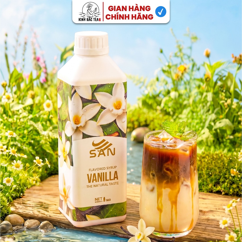 Syrup/siro Hạnh nhân (Almond) SAN, đậm đà, có chai chiết 100ml, tặng công thức, latte, trà sữa.