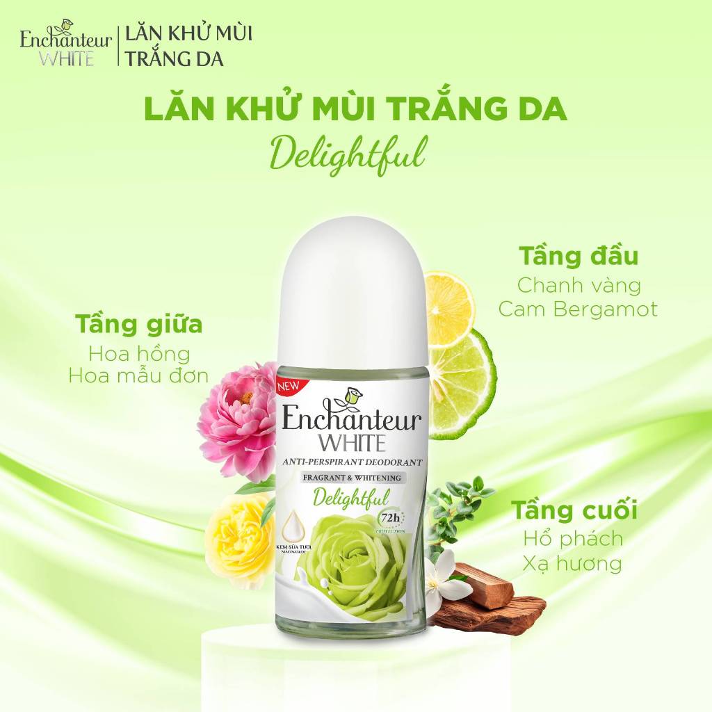 [VHL x Enchanteur] COMBO 2 Lăn khử mùi Enchanteur Dưỡng trắng X2 ( 50ml x 2 ) tặng 1 lăn 40ml