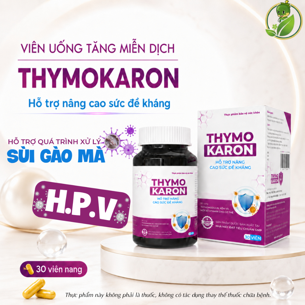 [HỖ TRỢ ĐÀO THẢI H.P.V] Viên Uống THYMOKARON Hỗ Trợ Tăng Miễn Dịch - Hỗ Trợ Xử Lý Sùi