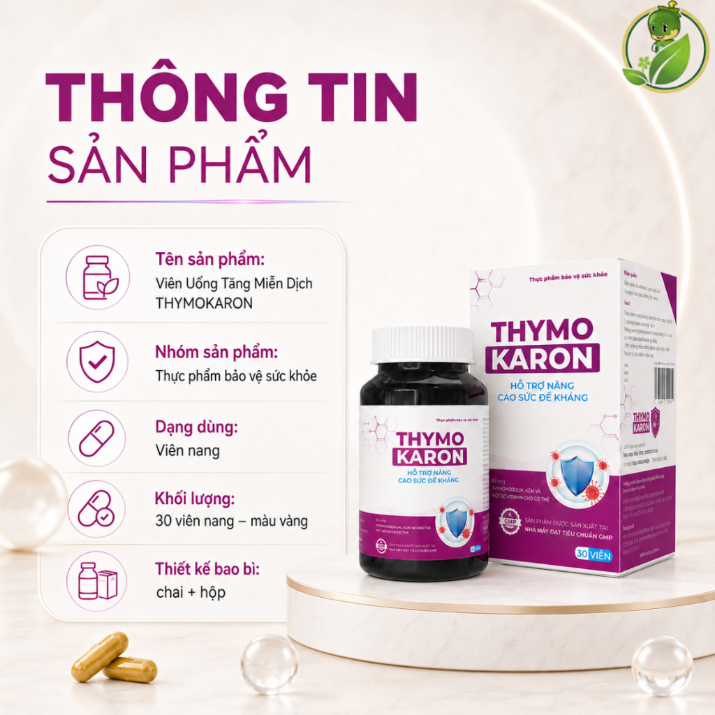 [HỖ TRỢ ĐÀO THẢI H.P.V] Viên Uống THYMOKARON Hỗ Trợ Tăng Miễn Dịch - Hỗ Trợ Xử Lý Sùi