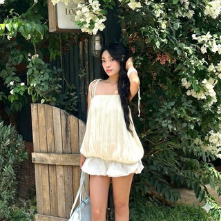 Áo hai dây buộc dây nơ kiểu bí hai lớp, áo tơ óng mềm mịn LAVIAN A132