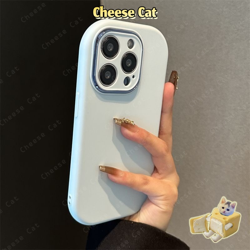 Ốp bảo vệ ống kính màu xanh kim loại nhạt cho iPhone 14 15 16 13 12 11 17 Pro Max 17 Air 7 8 Plus SE XR Xs Max