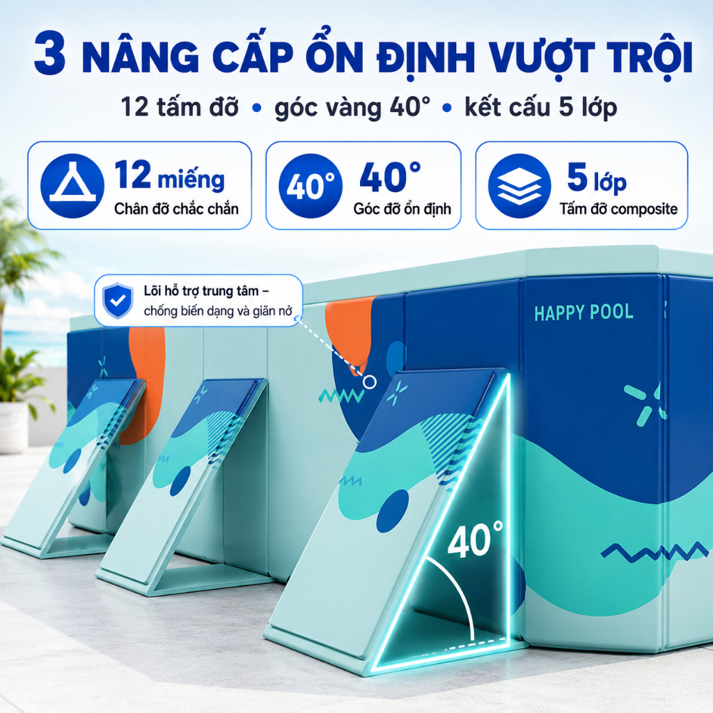 Bể Bơi Cho Bé Tại Nhà PVC Siêu Bền Hồ Bơi Xếp Gọn Đa Kích Thước 1.6M/1.8M/2.1M/2.6M/3M Dễ Dàng Cất Trữ