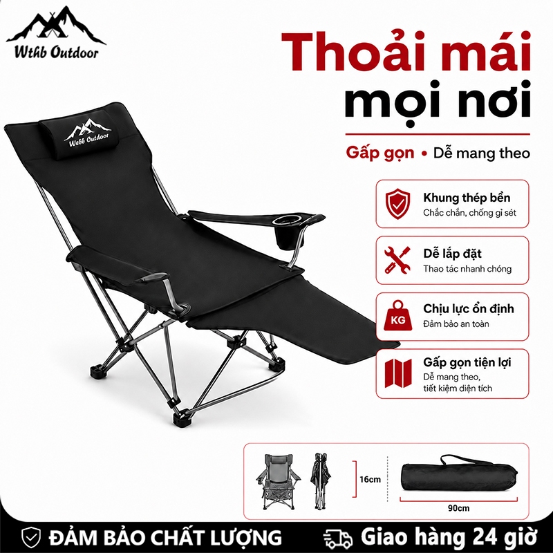 WTHB Outdoor Ghế tựa Ghế xếp ngoài trời ghế cắm trại ghế di động có thể chịu được 300kg Lưới thoáng khí