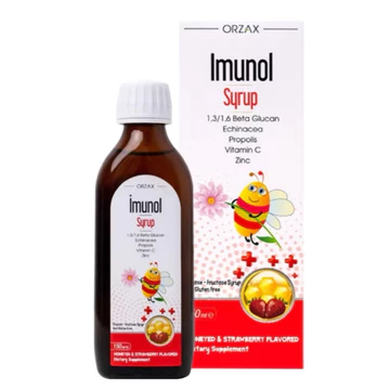 IMUNOL Syrup ( hộp 150 ml ) hỗ trợ giúp bổ sung Vitamin C và Kẽm cho trẻ. Hỗ trợ tăng cường sức đề kháng cho trẻ.