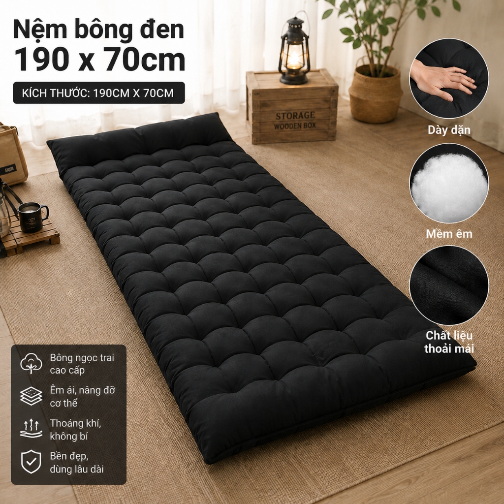 Ghế Nằm Gấp Gọn 178/190CM Có Nệm Êm Ái, Vải Oxford Cao Cấp Chịu Tải 800kg Kèm Túi Đựng Cho Văn Phòng Cắm Trại Dã Ngoại