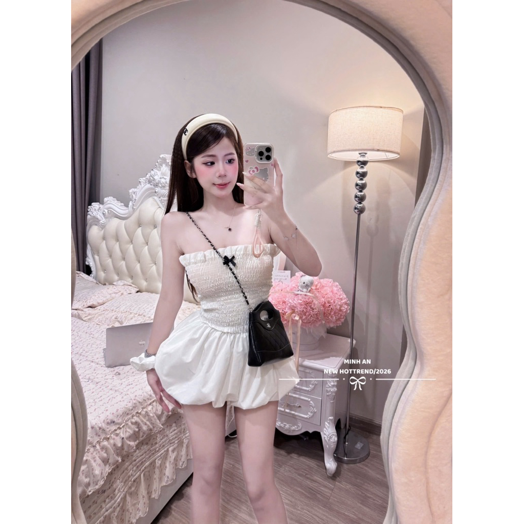 jum quây chun nơ ngực xinh yêu