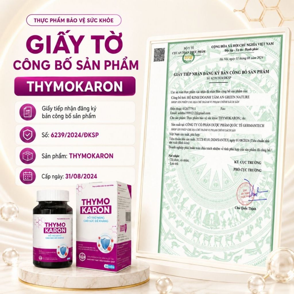 [HỖ TRỢ ĐÀO THẢI H.P.V] Viên Uống THYMOKARON Hỗ Trợ Tăng Miễn Dịch - Hỗ Trợ Xử Lý Sùi