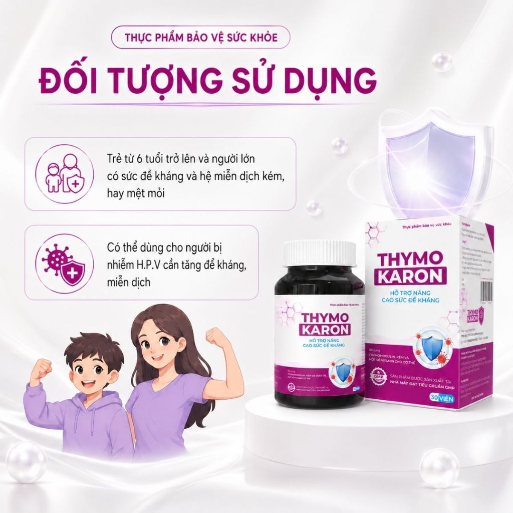 Viên Uống Hỗ Trợ Đào Thải H/P.V, Hỗ Trợ Tăng Miễn Dịch, Đề Kháng [THYMOKARON 30 Viên]