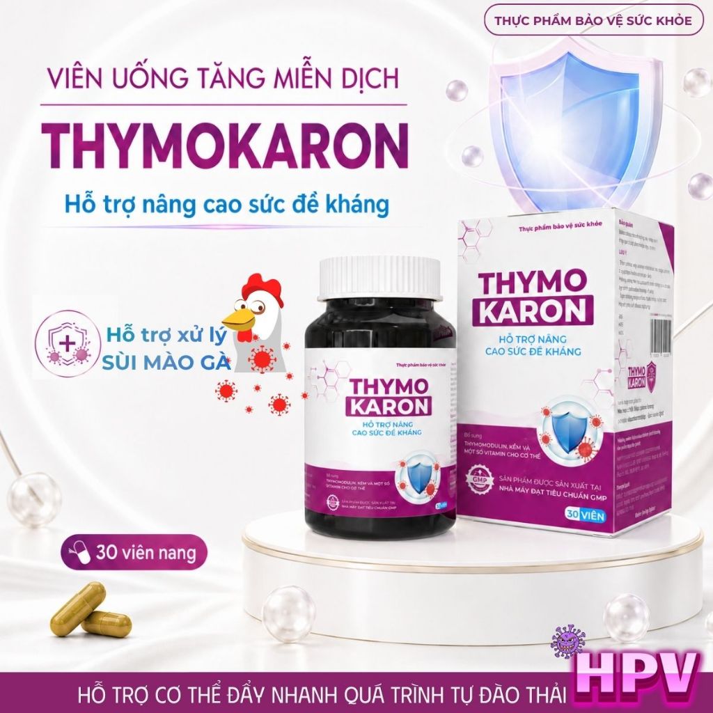 Viên Uống Hỗ Trợ Đào Thải H/P.V, Hỗ Trợ Tăng Miễn Dịch, Đề Kháng [THYMOKARON 30 Viên]