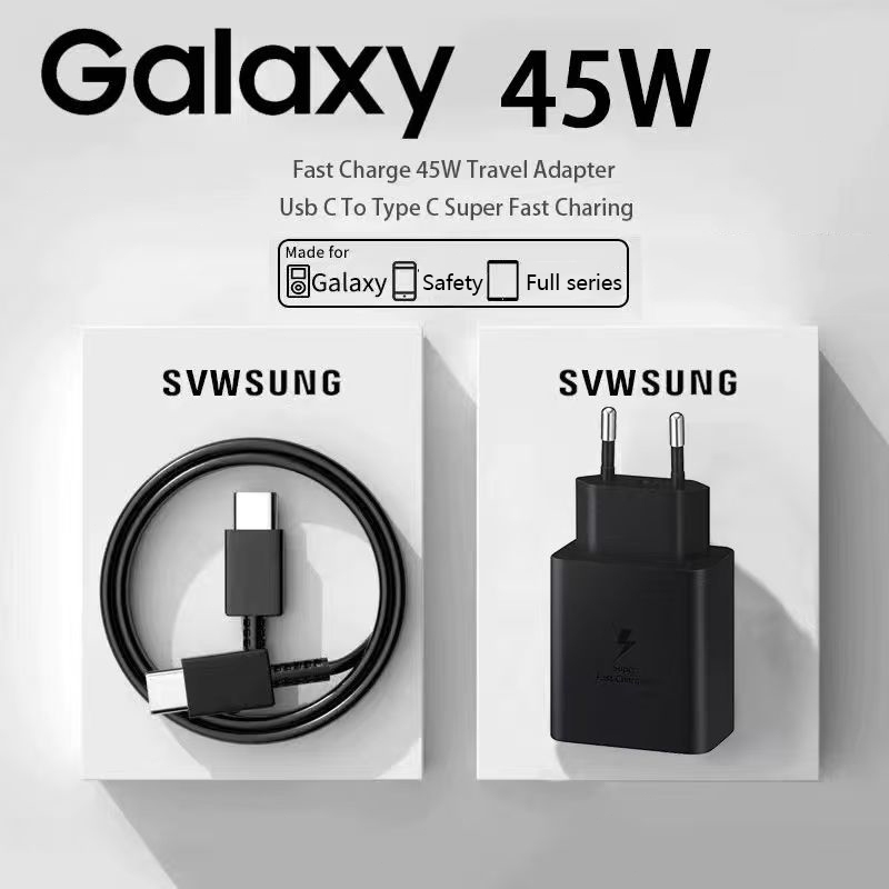 COD【Bảo hành một năm】Samsung 45W PD Type C Bộ sạc nhanh Phích cắm siêu nhanh cho Có sẵn cho toàn bộ series