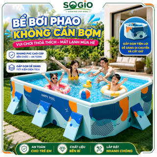 Bể Bơi Gấp Gọn Không Cần Bơm Hơi PVC An Toàn, Dễ Lắp Đặt Cho Gia Đình Và Trẻ Em Mùa Hè