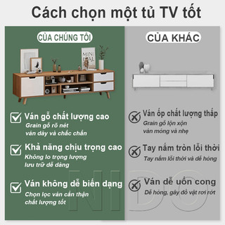 Kệ tivi phòng khách hiện đại Thiết kế bắc âu nhỏ gọn Nhiều ngăn lưu trữ Gỗ phối trắng đẹp 𝐍𝐈𝐃𝐎