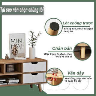 Kệ tivi phòng khách hiện đại Thiết kế bắc âu nhỏ gọn Nhiều ngăn lưu trữ Gỗ phối trắng đẹp 𝐍𝐈𝐃𝐎
