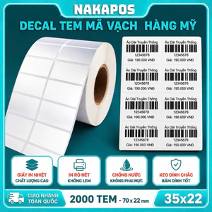 Decal in tem mã vạch 35*22 Giấy in nhiệt 35x22x2 Tem nhiệt giấy nhiệt 70x22 FASSON 72x22 35x22 Nhãn in giá