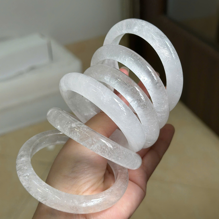 Vòng tay Thạch Anh Trắng bản hẹ trang sức thời trang cao cấp bằng đá tự nhiên 𝐬𝐡𝐚𝐧𝐠𝐡𝐚𝐢 𝐬𝐭𝐨𝐫𝐞