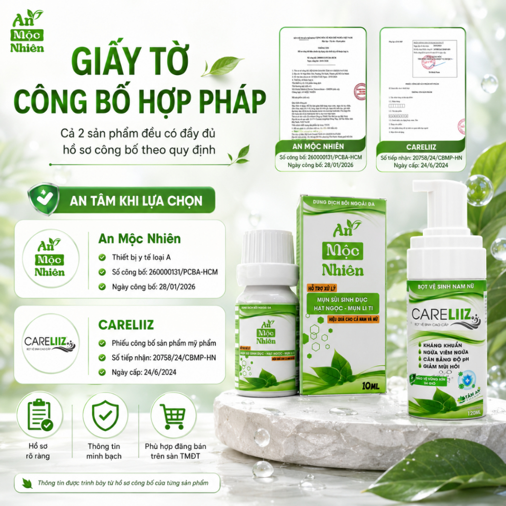 Combo Xử Lý Hạt Ngọc, Mụn Li Ti An Mộc Nhiên 10ml & Bọt Kháng Khuẩn CARELIIZ ( Che Tên ) [BR]