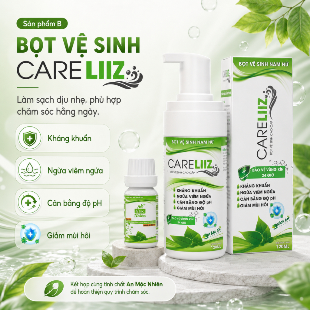 Combo Xử Lý Hạt Ngọc, Mụn Li Ti An Mộc Nhiên 10ml & Bọt Kháng Khuẩn CARELIIZ ( Che Tên ) [BR]