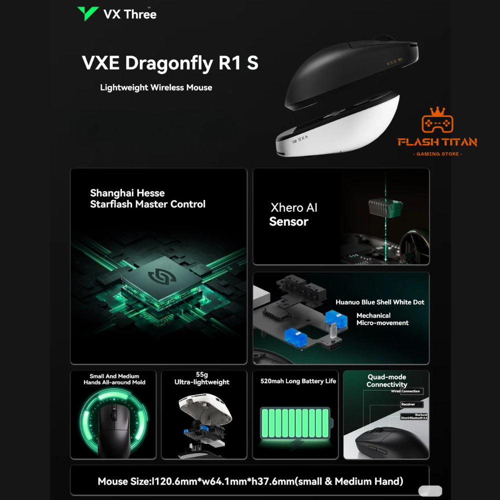 Chuột không dây VGN VXE R1 S - 3 mode kết nối - Chuột không dây dành cho máy tính - Trọng lượng nhẹ | BigBuy360 - bigbuy360.vn