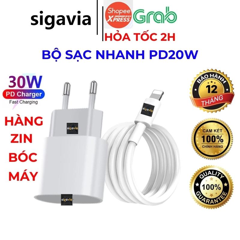 Bộ Củ Cáp Sạc Nhanh PD20W Chính Hãng Zin Bóc Máy, Sạc Nhanh Cho IP 8/X/11/12/13/14/15/16++ Bảo Hành 12 Tháng Lỗi 1 Đổi 1