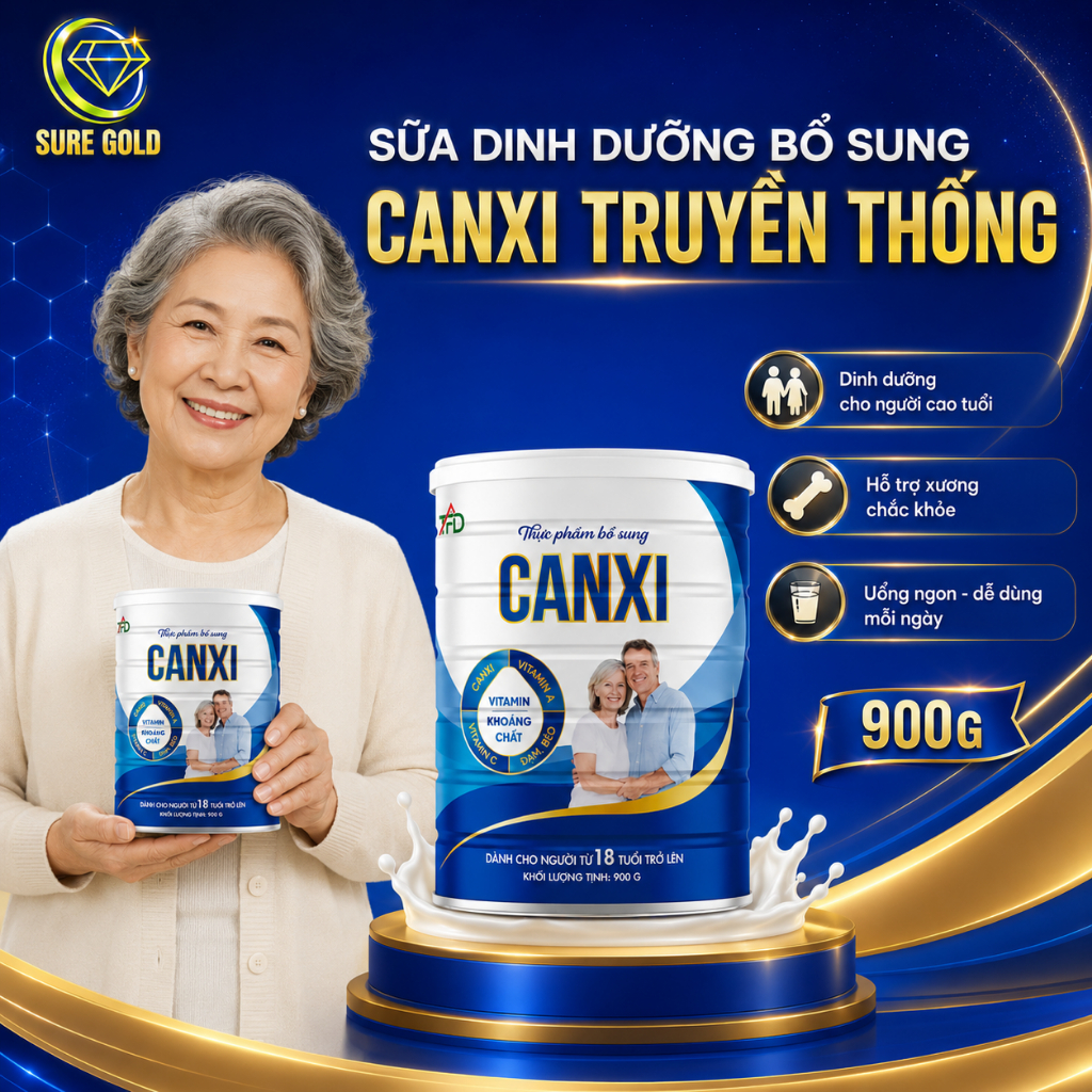 Sữa Bổ Sung Canxi Vị Truyền Thống TFD 900g - Thơm Ngon Dễ Uống Hỗ Trợ Bổ Sung Dinh Dưỡng Hằng Ngày