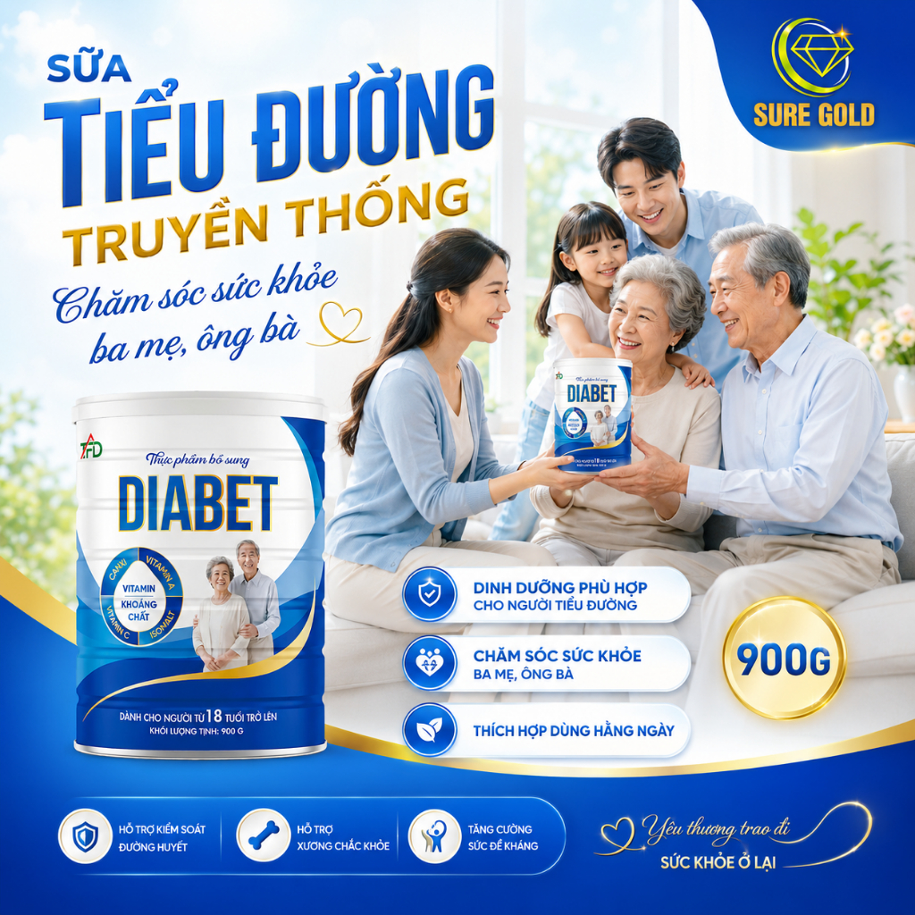 Sữa Dinh Dưỡng TFD 900g - Dành Cho Người Tiểu Đường Vị Truyền Thống Thơm Ngon Dễ Uống