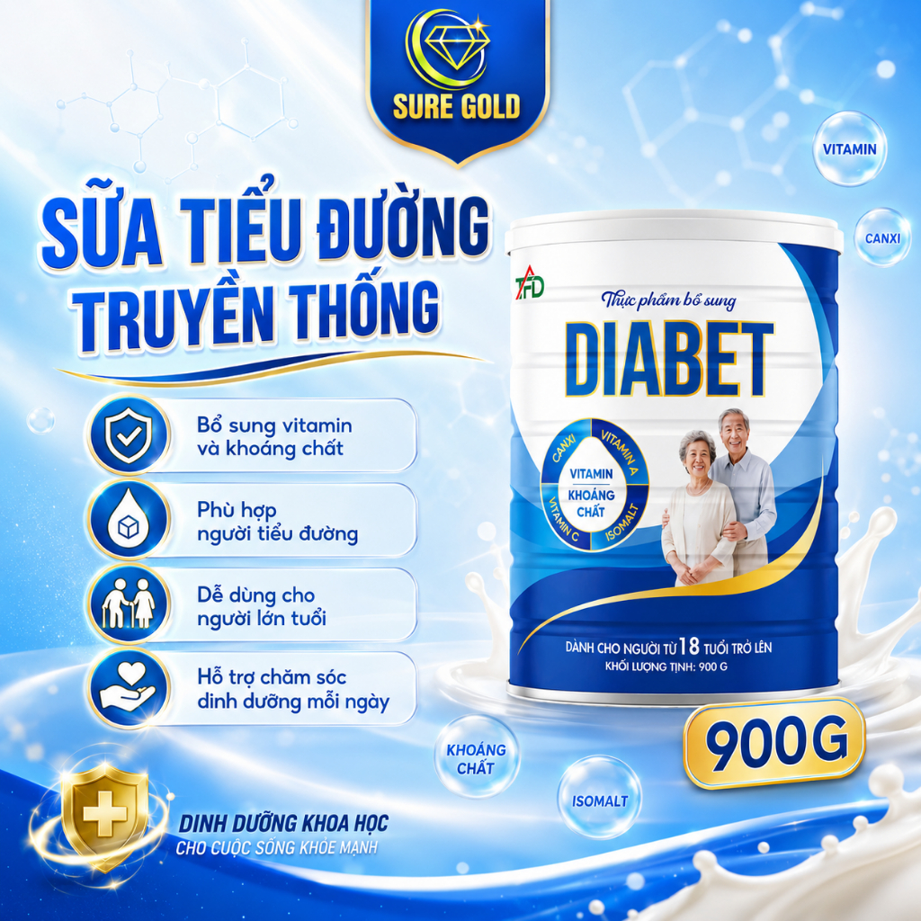 Sữa Dinh Dưỡng TFD 900g - Dành Cho Người Tiểu Đường Vị Truyền Thống Thơm Ngon Dễ Uống